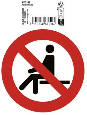 Image de Exacompta Panneau PVC adhésif antidérapant Interdit s'assoir 10cm Rouge 67016E