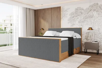 Produktbild von ALTDECOR BOXSPRINGBETT mit 2xBettkasten und Lattenrost, Topper, Boxbett, Polsterbett mit Bettkasten mit Stauraum und Kopfteil mit Matratze H3/H4 - LOLLI9-Z-KING 200x200 Dunkelgrau