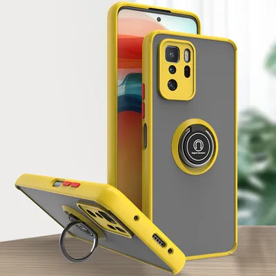 Produktbild von Xiaomi Poco X3 GT Hülle, Ring Halter Ständer Matte Transluzent TPU Rahmen Stoßfest Schutzhülle für Xiaomi Poco X3 GT Gelb