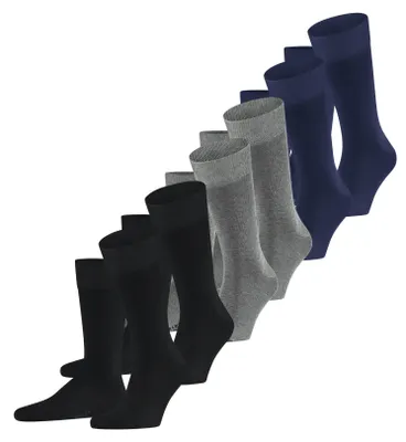 Produktbild von FALKE Herren Socken Happy Multipack M So Baumwolle einfarbig 6 Paar, Mehrfarbig Black Blue Grey 0020, 39-42