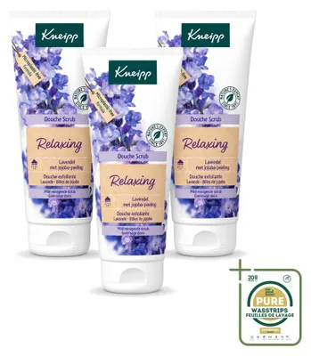 Zdjęcie produktu dla 3 sztuki peelingu pod prysznic Kneipp Relaxing Lavendel, 200 ml - zestaw ekonomiczny
