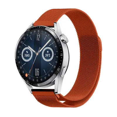Produktbild von Strap-it Milanese - Kompatibel mit Huawei Watch GT 3Armband 46mmHochwertiger EdelstahlHuawei watch strap Armband mit Magnetverschluss für 22mmArmband Orange