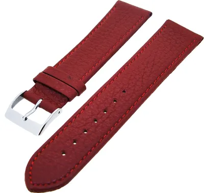 Produktbild von Uhrenarmband Kalbsleder flach mit Naht Dunkelrot 18mm Dornschließe