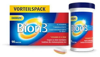 Produktbild von Bion 3 Vitamine, Mineralstoffe, Bakterienkulturen Tabletten, 90 St. Tabletten