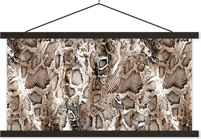 Produktbild von MuchoWow® Textilposter Tiermuster - Braun - Schuppen 60x30 cm mit schwarzem Rahmen - Textilien