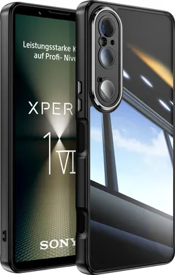 Produktbild von Handyhülle für Sony Xperia 1 VI Hybrid Transparent TPU PC Militärschutz mit Kameraabdeckung Schwarz