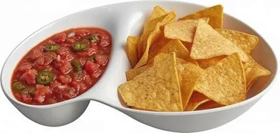 Produktbild von Servier-Set für Chips und Dips - Melamin-Tablett mit Fächern