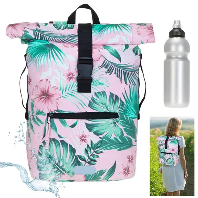 Produktbild von Rucksack Plane Time Bag Evo 24 L Kurierrucksack Roll-Top Damen A4 Freizeitrucksack Laptoprucksack wetterfest Outdoor Elephant 12818 Rose Flower 4 +f