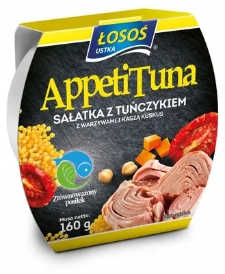 Zdjęcie produktu dla Sałatka z tuńczykiem z warzywami i kaszą kuskus 160g Łosoś Ustka160g