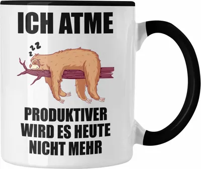 Produktbild von Trendation - Lustiger Faultier Spruch Tasse Faultier Mitarbeiter Arbeitskollge Geschenk (Schwarz)