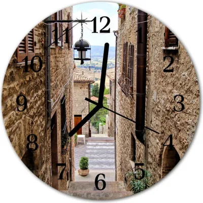 Immagine prodotto di Orologio da parete in vetro, ideale per la cucina, con cassa in vetro trasparente, diametro 30 cm, colore marrone