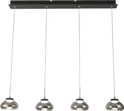 Productafbeelding van Arabella - Fabas Luce pendellamp met 4 lampen - 32W LED - Modern design met gerookt glas