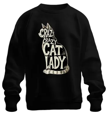 Productafbeelding van Grappig sweatshirt/pullover voor kattenliefhebbers, vintage design, zwart, maat L