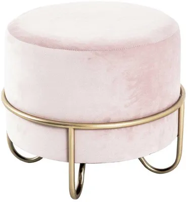Immagine prodotto di Lussuoso pouf decorativo con motivo color crema e dorato, rivestito in velluto di seta.