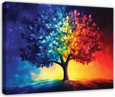Produktbild von Leinwandbilder Wohnzimmer Schlafzimmer - 60x40 cm - Bilder - Wandbilder XXL - Wanddekoration - Leinwandbild Abstrakt Baum