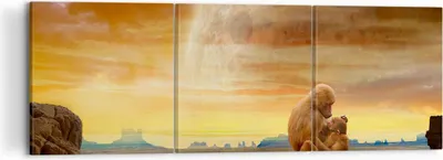 Produktbild von Bild auf Leinwand - Leinwandbild - Affen Mutter Natur Berg - 120x40cm - Wand Bild - Wanddeko - Leinwanddruck - Bilder - Kunstdruck - Wanddekoration - Leinwand bilder - Wandkunst - CA120x40-2287
