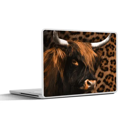 Produktbild von MuchoWow® Laptop Aufkleber Sticker Cover Schottischer Highlander - Schwarz - Pantherdruck 30x21 cm - Sticker für Laptop - Selbstklebend