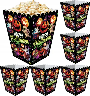 Produktbild von BOXEN Eimer für POPCORN Süßigkeiten Snacks HALLOWEEN Monster 6 Stk.