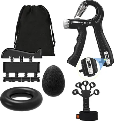 Produktbild von Handtrainer Set – Einstellbarer Fingertrainer, Griffkraft, Stressball, Zähler
