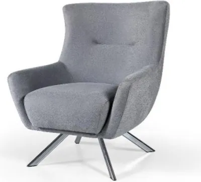 Immagine prodotto di Poltrona in tessuto soggiorno poltrona monoposto wing chair grigio seduta imbottita