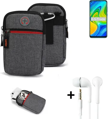 Produktbild von K-S-Trade Gürteltaasche + Kopfhörer kompatibel mit Xiaomi Redmi 10X 4G Handy Tasche Holster Schutz Hülle Handy Hülle grau Zusatzfächer 1x