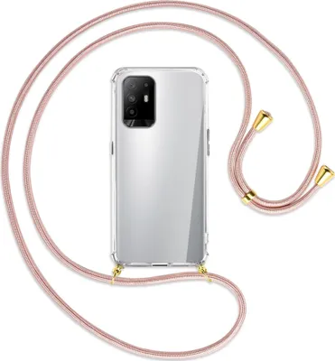 Produktbild von Handykette Backcover-Schutzhülle mit Band (Metall goldfarben) für Oppo A94 5G / F19 Pro+ 5G - roségold