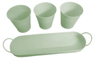 Image de Ensemble de 3 pots de fleurs en métal