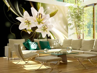 Produktbild von Vlies Fototapete Blumen Lilien 400x280 cm Tapeten Wandtapete XXL Abstrakt b-C-0030-a-d