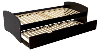 Image de Lit gigogne 80x190 Happy pin massif, Noir
