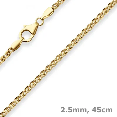 2-5mm-Zopfkette-aus-333-Gelbgold-45cm