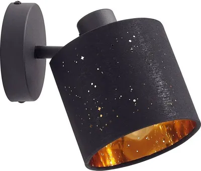 Produktbild von Lindby Wandleuchte Vasilia, Ø 12 cm, schwarz/gold, Stoff