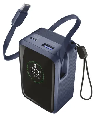 Immagine prodotto di Cellularline Power Bank Roller 10000 Power bank da 10.000 mAh con output fino a 45W. Grazie al cavo USB-C integrato e al display LCD, garantisce ricariche rapide, pratiche e sempre sotto controllo, per smartphone, tablet e laptop.
