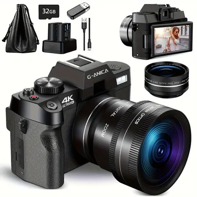 Immagine prodotto di Videocamera per vlog - Fotocamera digitale - Fotocamera compatta - Fotocamera - Fotocamera per selfie - Sensore da 48MP - Video in 4K