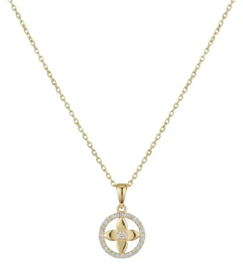 Produktbild von 375 Echtgold Halskette mit Kleeblatt Anhänger und Zirkonia Damen