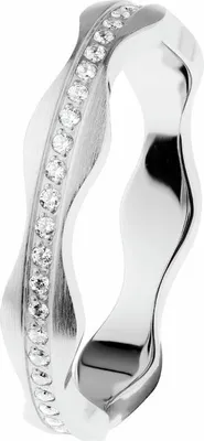 Produktbild von Ernstes Design Evia Damen Ring aus silberfarbenem Edelstahl mit Zirkonia-Reihe