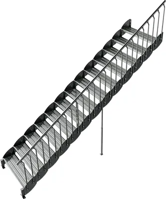 Produktbild von Wangentreppe mit Bodenstütze | Höhe: 254-280 cm, Stufenbreite: 100 cm | Einseitiges Geländer