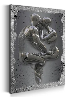 Produktbild von Metallfigur Kiss Leinwandbild Wandbild Wandkunst für Wohnzimmer abstrakt: 40x60x2cm