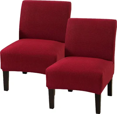 Produktbild von 2 Stück Stretch Sesselbezug ohne Armlehne, wasserabweisend Jacquard Stuhlhussen Abnehmbarer Waschbare Sessel Überwürfe, Akzent-Stuhlabdeckung,Rot