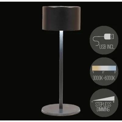 Zdjęcie produktu dla Ładowalna lampka stołowa USB czarna 8x22cm