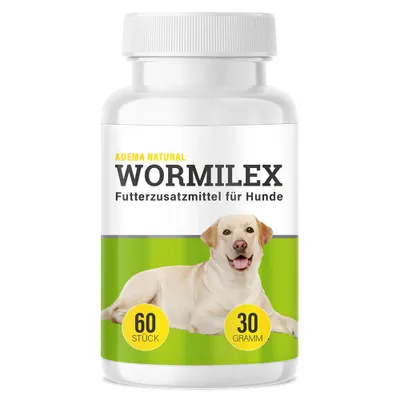 Produktbild von Adema Natural® Wormilex – Wurmmittel für Hunde – nur für Hunde - natürliche Εntwurmung – Wurmkur Hund – Εntwurmungsmittel - Wermut - Würmer Hund