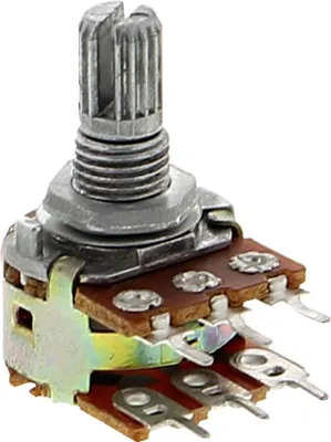 Produktbild von Drehpotentiometer, 10K Ohm, 15mm Schaft, doppelreihig