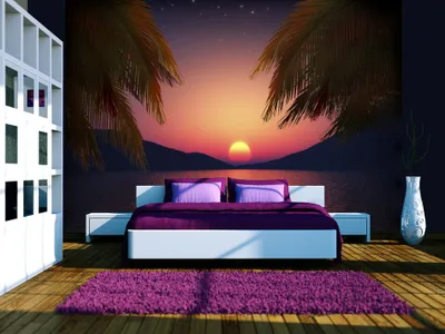 Produktbild von Vlies Fototapete Tropische Insel 350x256 cm Tapeten Wandtapete XXL Sommer Landschaft Natur Meer Palmen c-A-0050-a-a