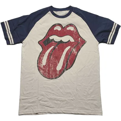Produktbild von The Rolling Stones Lick (Raglan) Natural & Navy Blue L T-Shirt