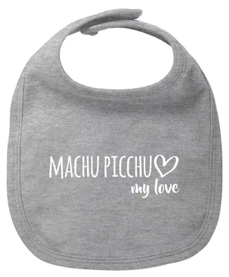 Produktbild von Huuraa Baby Lätzchen Machu Picchu my love Heather Grey Klettverschluss Baumwolle Latz Geschenkidee