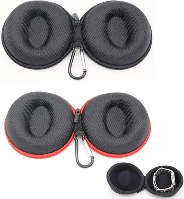 Obrázok produktu pre Okrúhly prenosný box na hodinky - polstrovaný - 2 kusy - čierny/červený