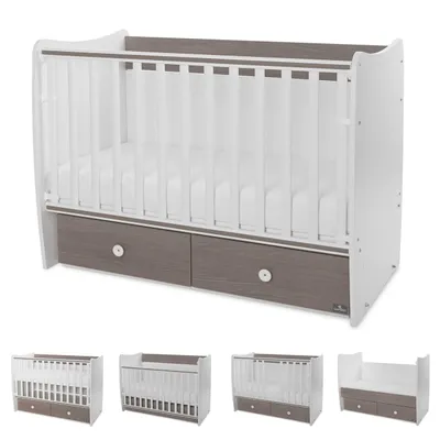 Produktbild von Lorelli Babybett MATRIX NEW Kinderbett 120 x 60 cm, 2 Ebenen, 2 Schubladen braun