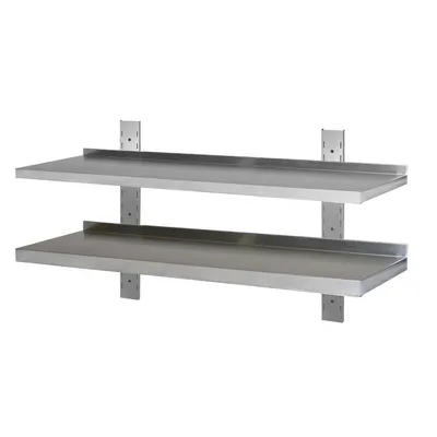 Image de Étagère murale en acier inoxydable renforcé, 2 étagères, 140 x 40
