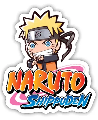 Produktbild von Spreadshirt Naruto Shippuden Logo Mit Naruto Als Chibi Sticker Aufkleber, 10 x 10 cm, Mattweiß