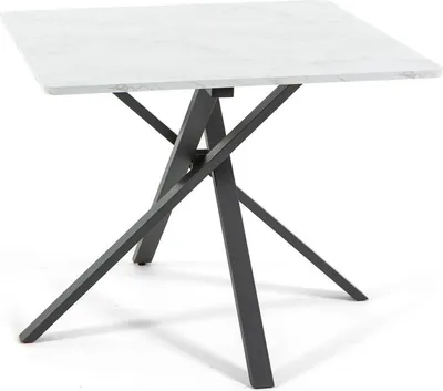 Immagine prodotto di Tavolo quadrato 90×90 cm con base a croce - design moderno, robusto e versatile, ideale per cucine,da pranzo, uffici, bar e ristoranti - CARLO - Marmo bianco