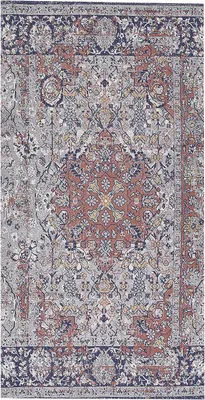 Zdjęcie produktu dla BELIANI Dywan wielokolorowy poliester i bawełna 80 x 150 cm wzór orientalny efekt postarzania salon sypialni